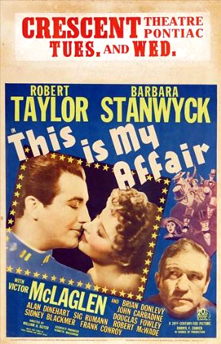 Barbara Stanwyck, Robert Taylor and Victor McLaglen in This Is My Affair (1937)