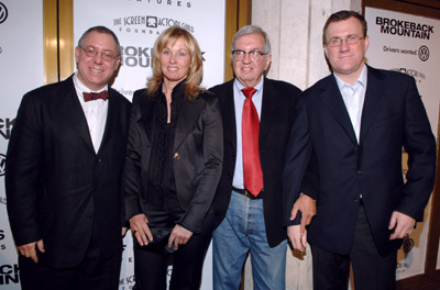 David Linde, Larry McMurtry, Diana Ossana and James Schamus at event of Kuprotas kalnas (2005)