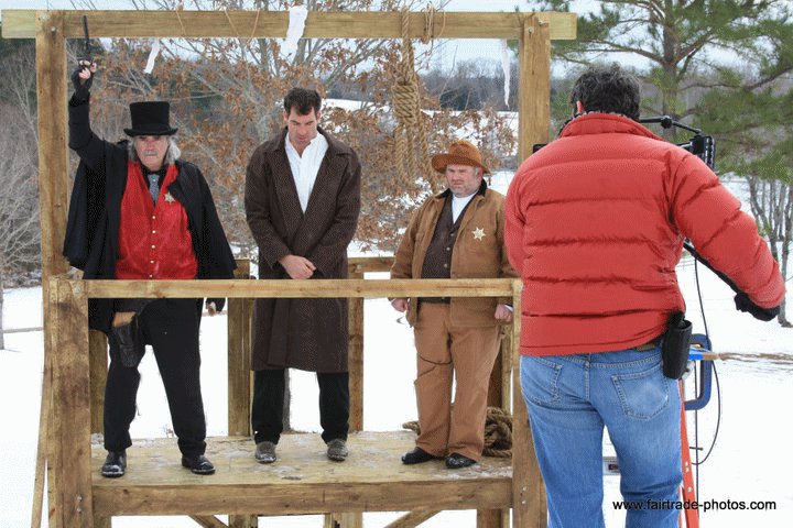 On the set of THE HANGING OF BIG TODD WADE--L to R Johnny McPhail--Todd Wade--Danny Watson