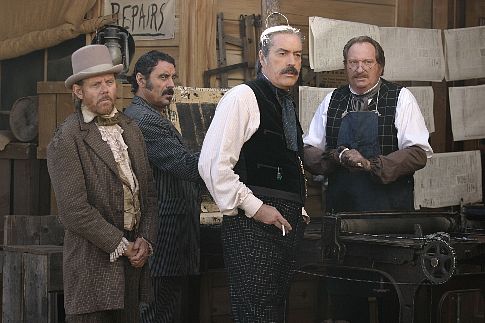 Still of Jeffrey Jones, Powers Boothe, Ian McShane and William Sanderson in Deadwood (2004)