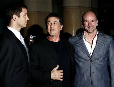 Matthew Marsden, Sylvester Stallone and Graham McTavish at the London Premiere of RAMBO