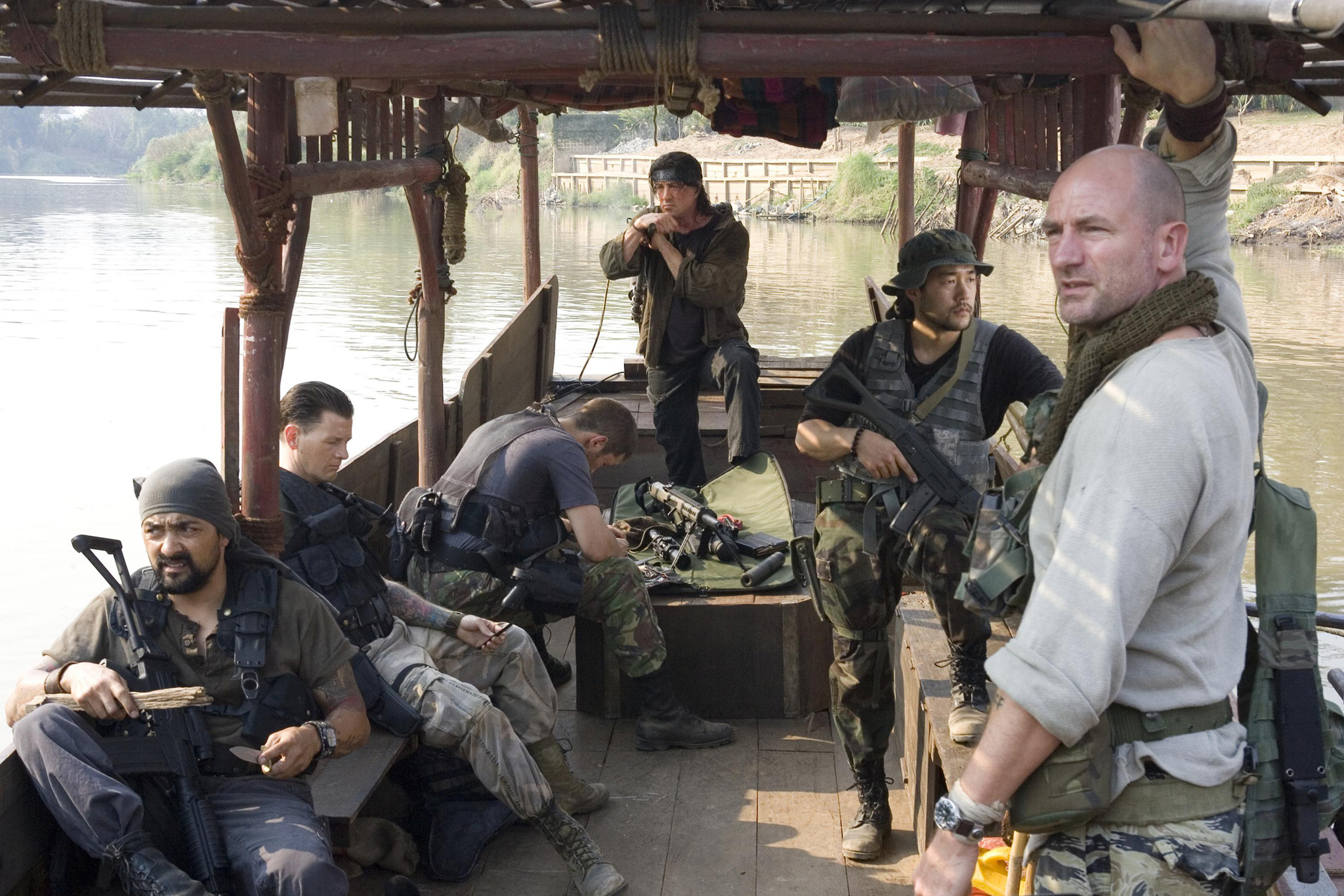 Still of Sylvester Stallone, Jake La Botz, Graham McTavish and Reynaldo Gallegos in Rambo (2008)