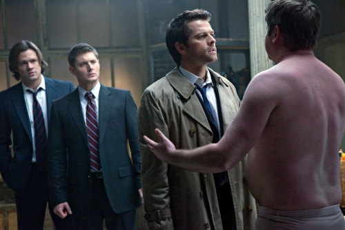 Still of Jensen Ackles, Misha Collins, Lex Medlin and Jared Padalecki in Supernatural (2005)