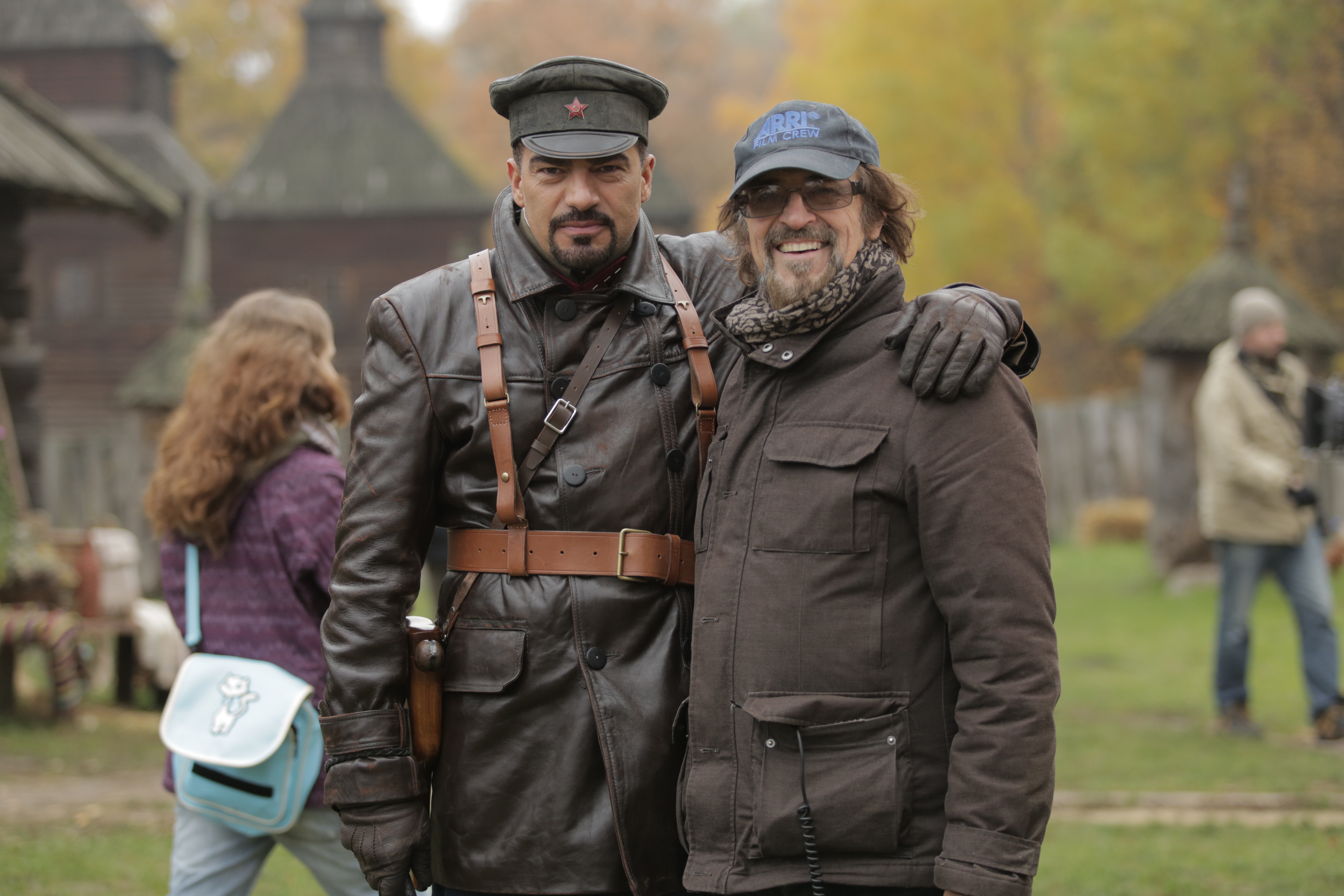 George Mendeluk with Tamer Hussein on Devil's Harvest set, Ukraine