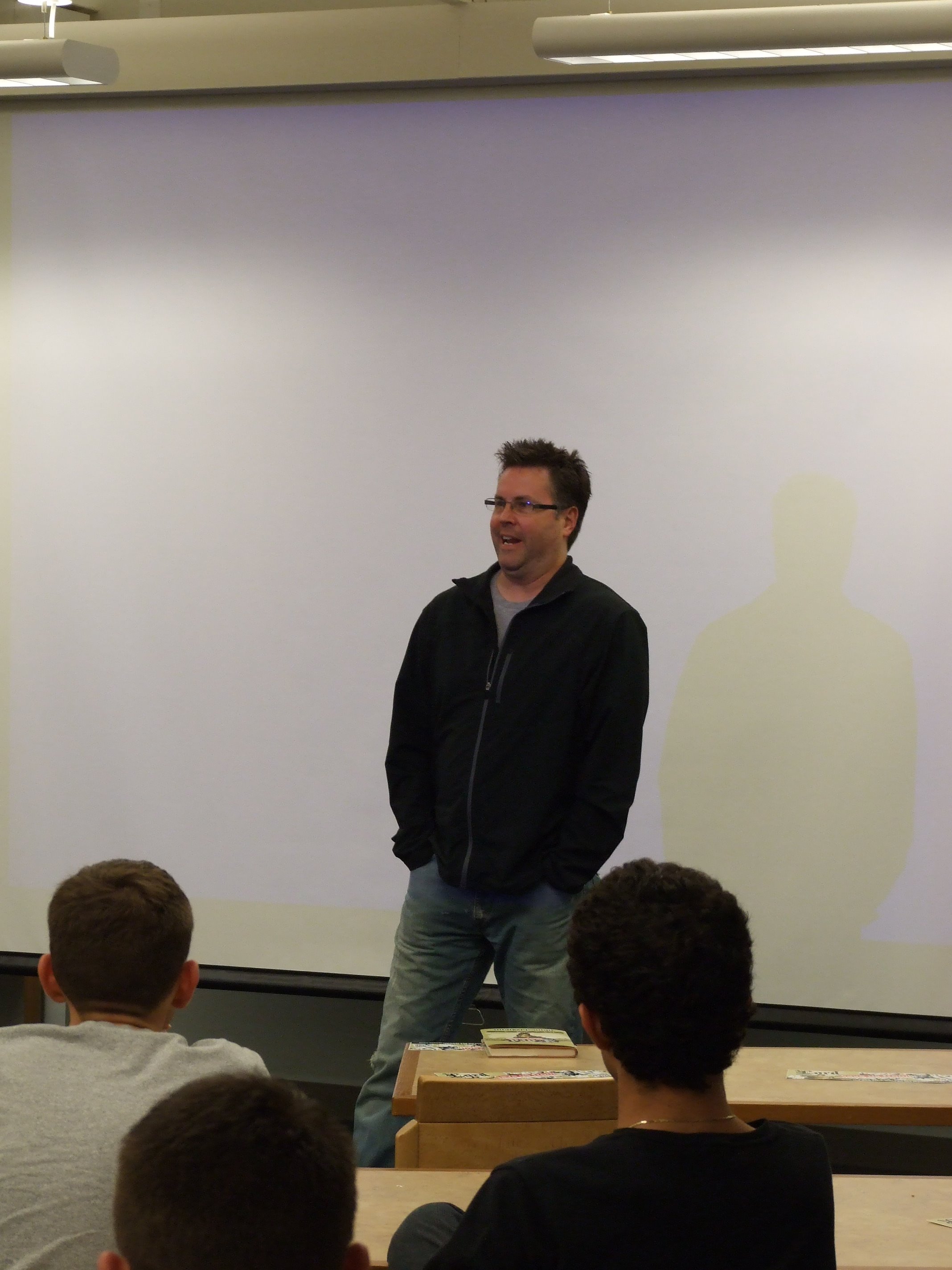 Dan in a Q & A session at Yale Divinity School following a screening of 