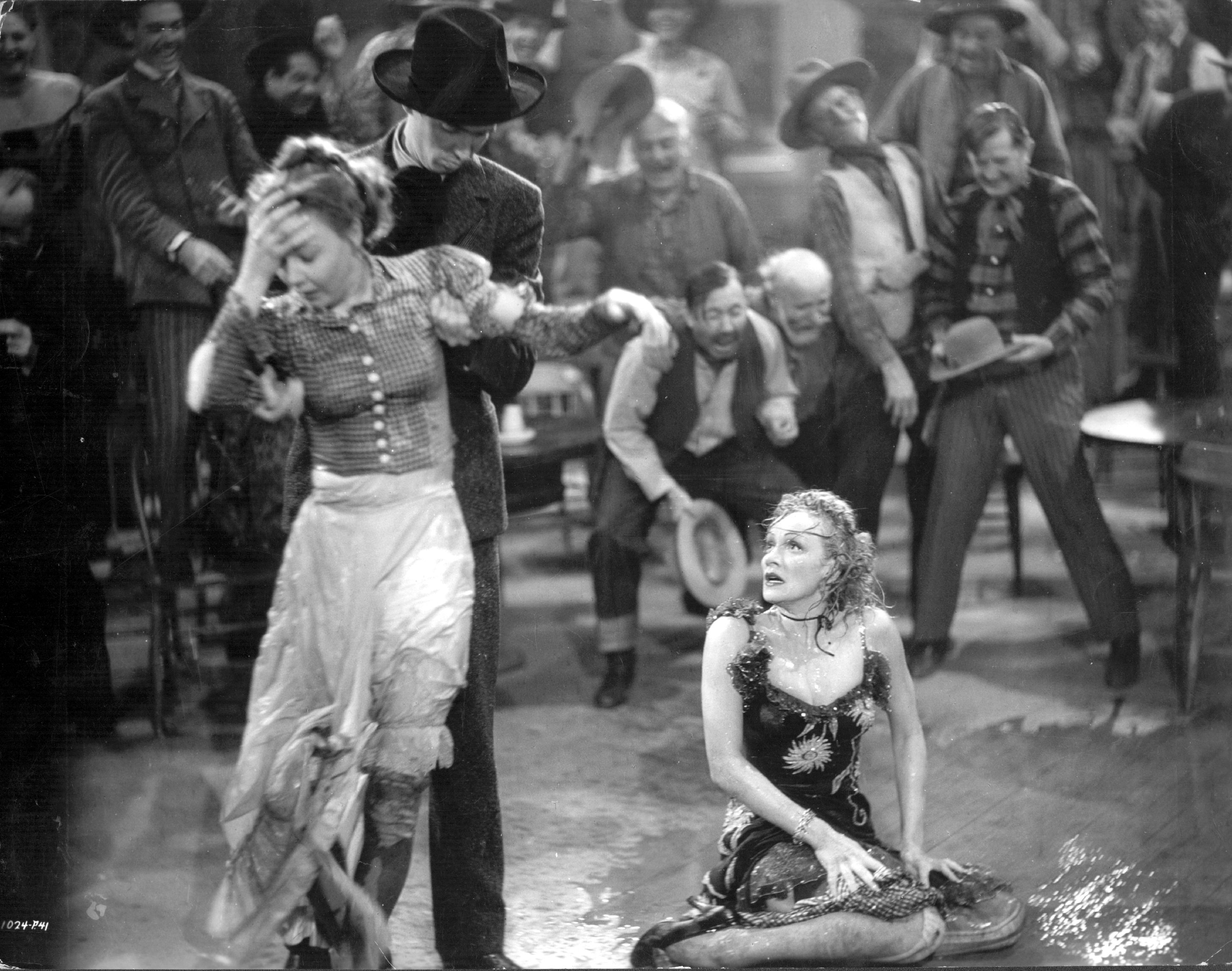 Still of Marlene Dietrich, James Stewart and Una Merkel in Destry Rides Again (1939)