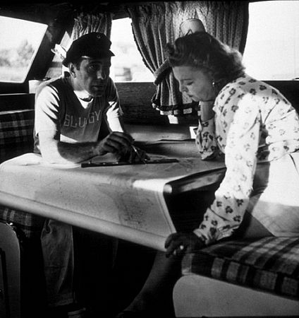 Humphrey Bogart and his third wife, Mayo Methot, on their boat,