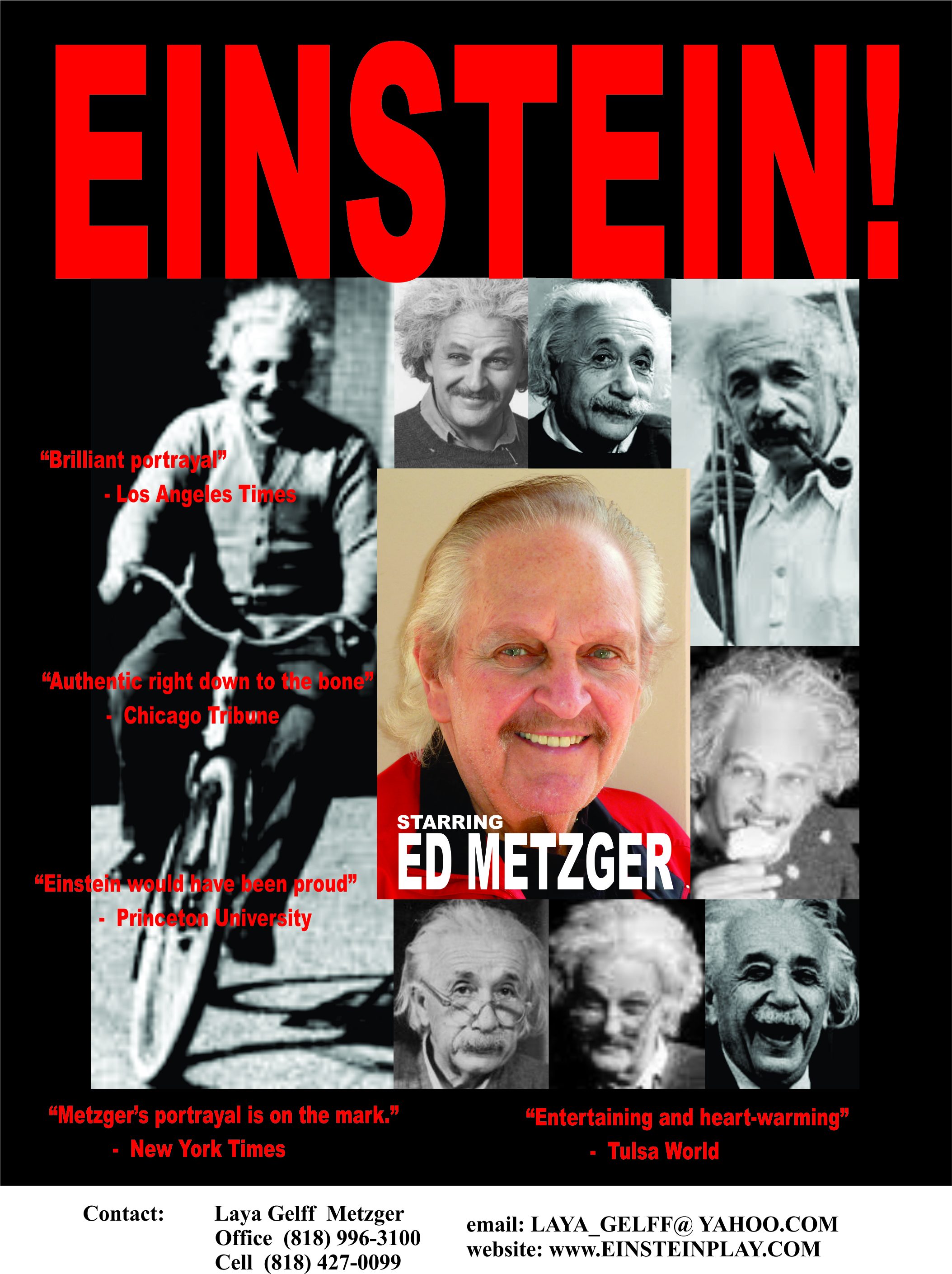 Flyer designed by Joel Gelff for Ed Metzger's nationally acclaimed one-man show, EINSTEIN.