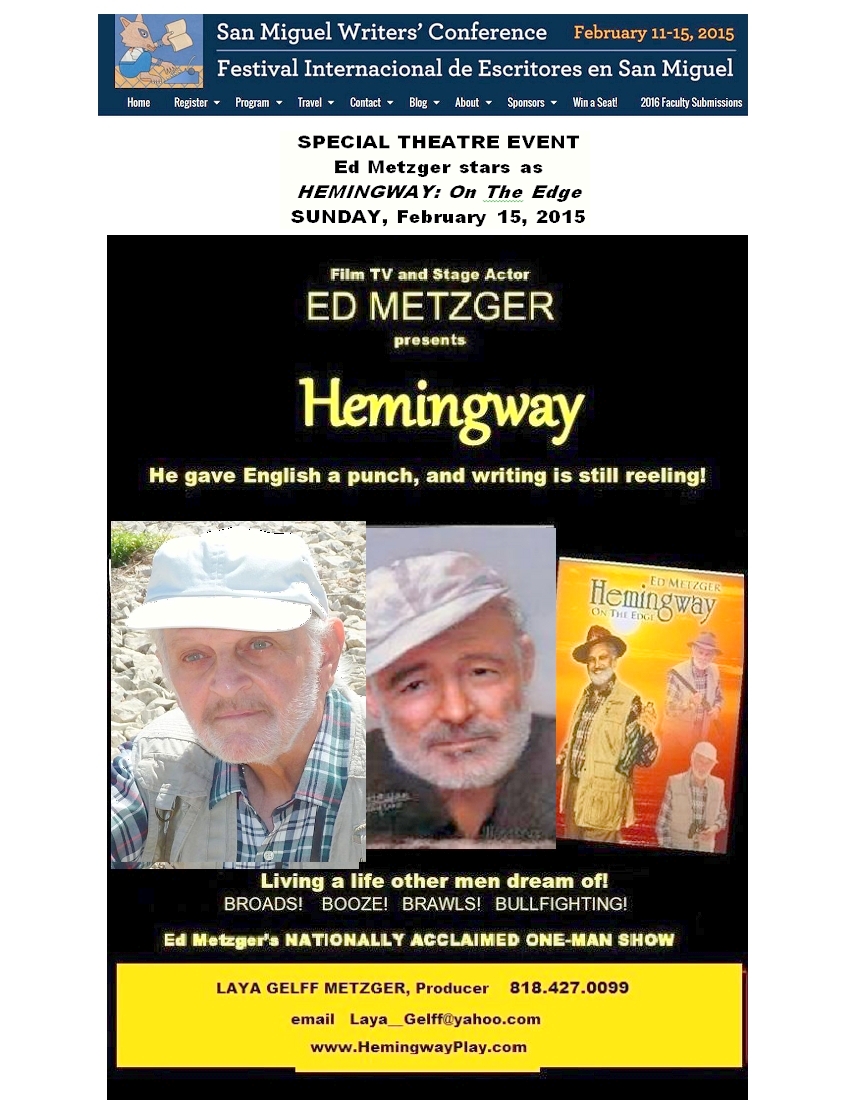 ED METZGER poster for HEMINGWAY one-man show.