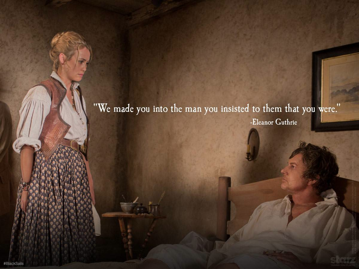 A scene from Black Sails season 1 episode 3 with Hannah New and Sean Cameron Michael as Eleanor and Richard Guthrie.
