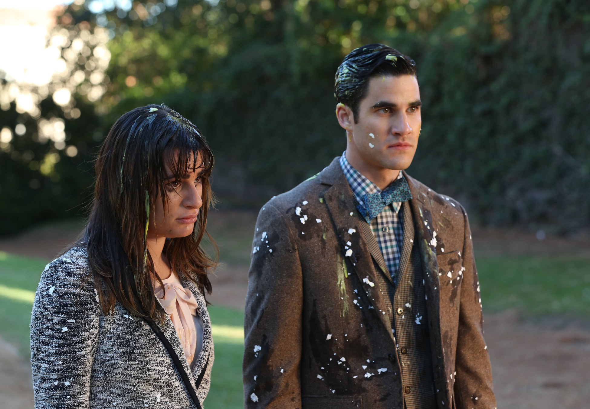 Still of Lea Michele and Darren Criss in Glee (2009)