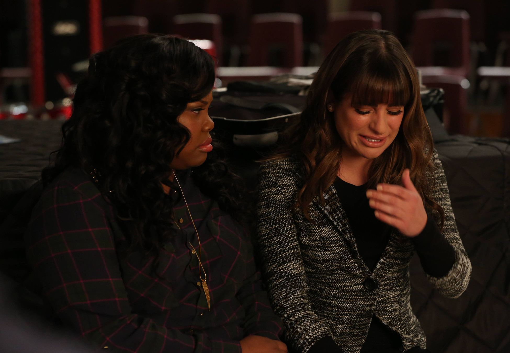 Still of Lea Michele and Amber Riley in Glee (2009)