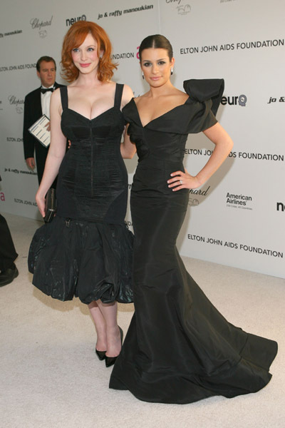 Christina Hendricks and Lea Michele at event of The 82nd Annual Academy Awards (2010)