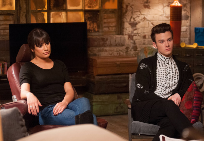 Still of Lea Michele and Chris Colfer in Glee (2009)