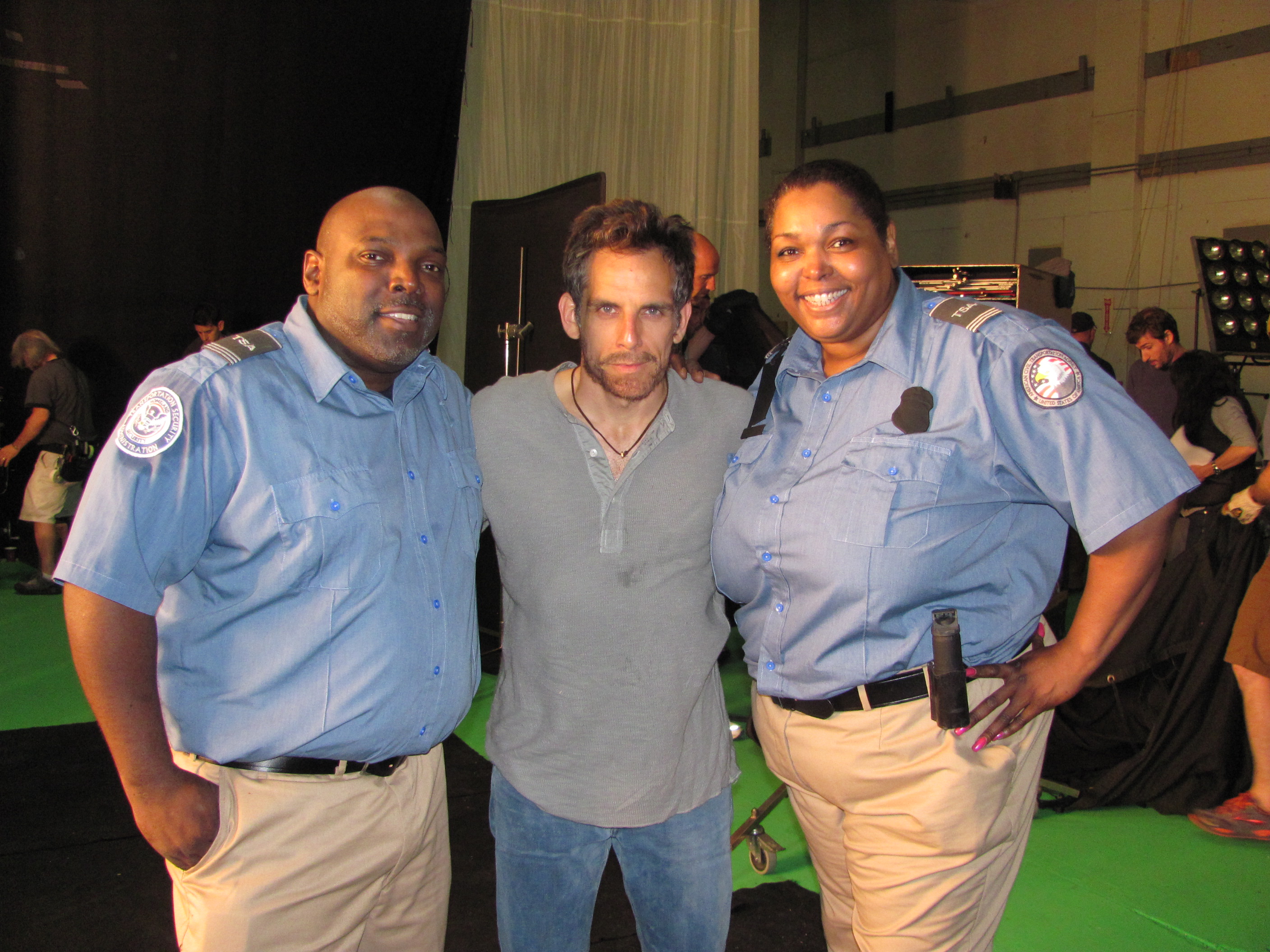 Walter M., Ben Stiller and Liz on the set of The Secret Life Of Walter Mitty