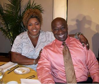 Liz Mikel and Michael Clark Duncan on the set of WELCOME HOME ROSCOE JENKINS