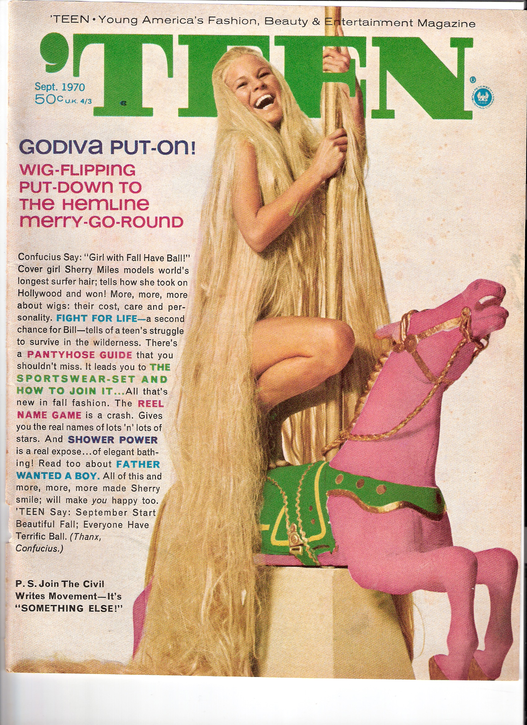 Teen Magazine Cover 1972.Ninteen photos and six page feature story.