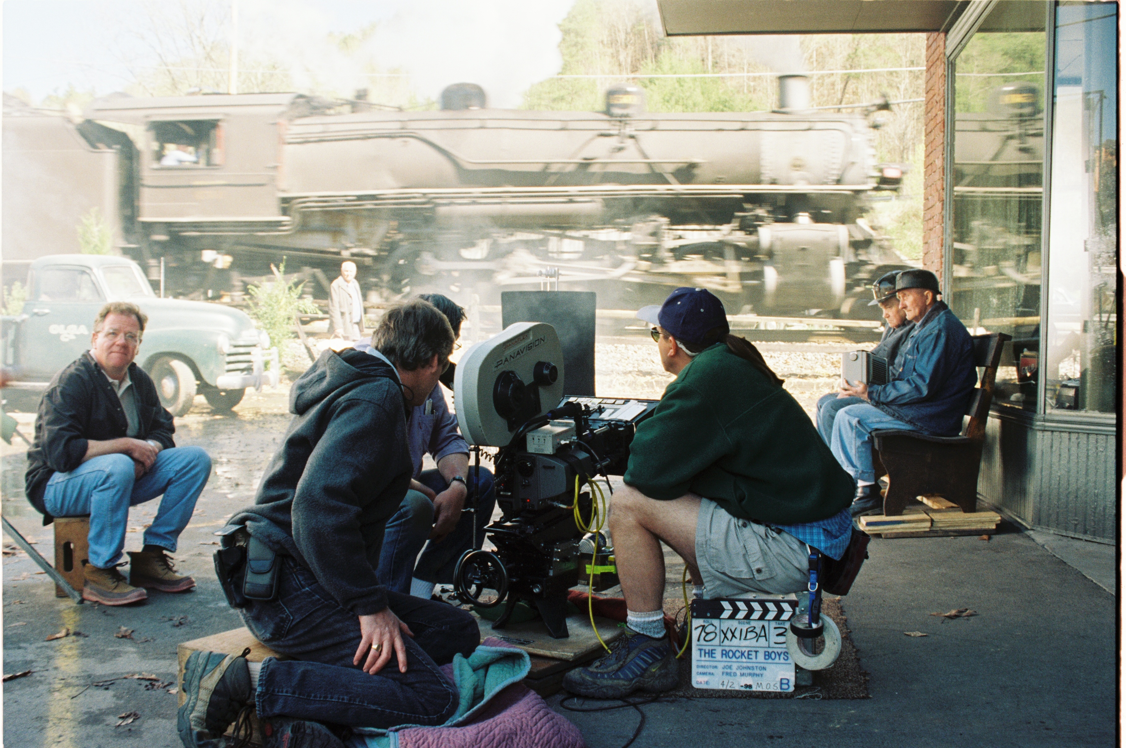 On location. October Sky, April 1998. #4501 rolls through Oliver Springs on one of the day's 11 photo run-bys. NS Tennessee Division supervisors and TVRM crews created on-time and flawless film work.