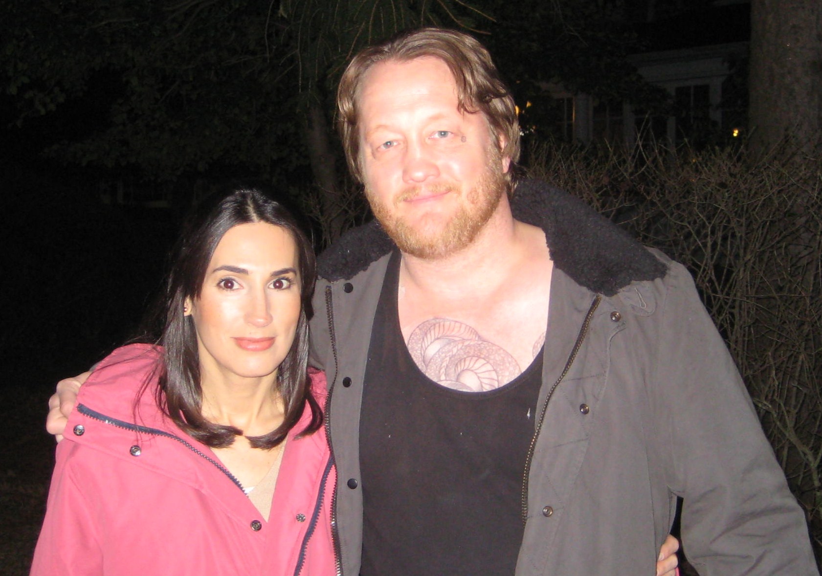 Brooke Stacy Mills and Chris Stolte on the set of Law Abiding Citizen