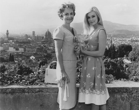 Olivia de Havilland & Yvette Mimieux on location in Florence, Italy for 
