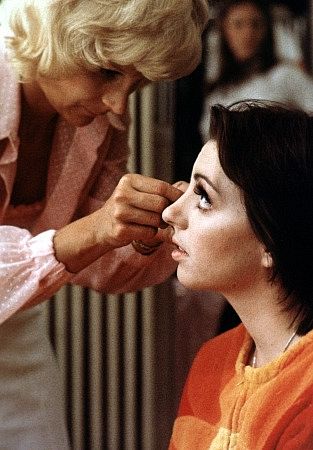 Liza Minnelli getting made up for a concert, 1973.