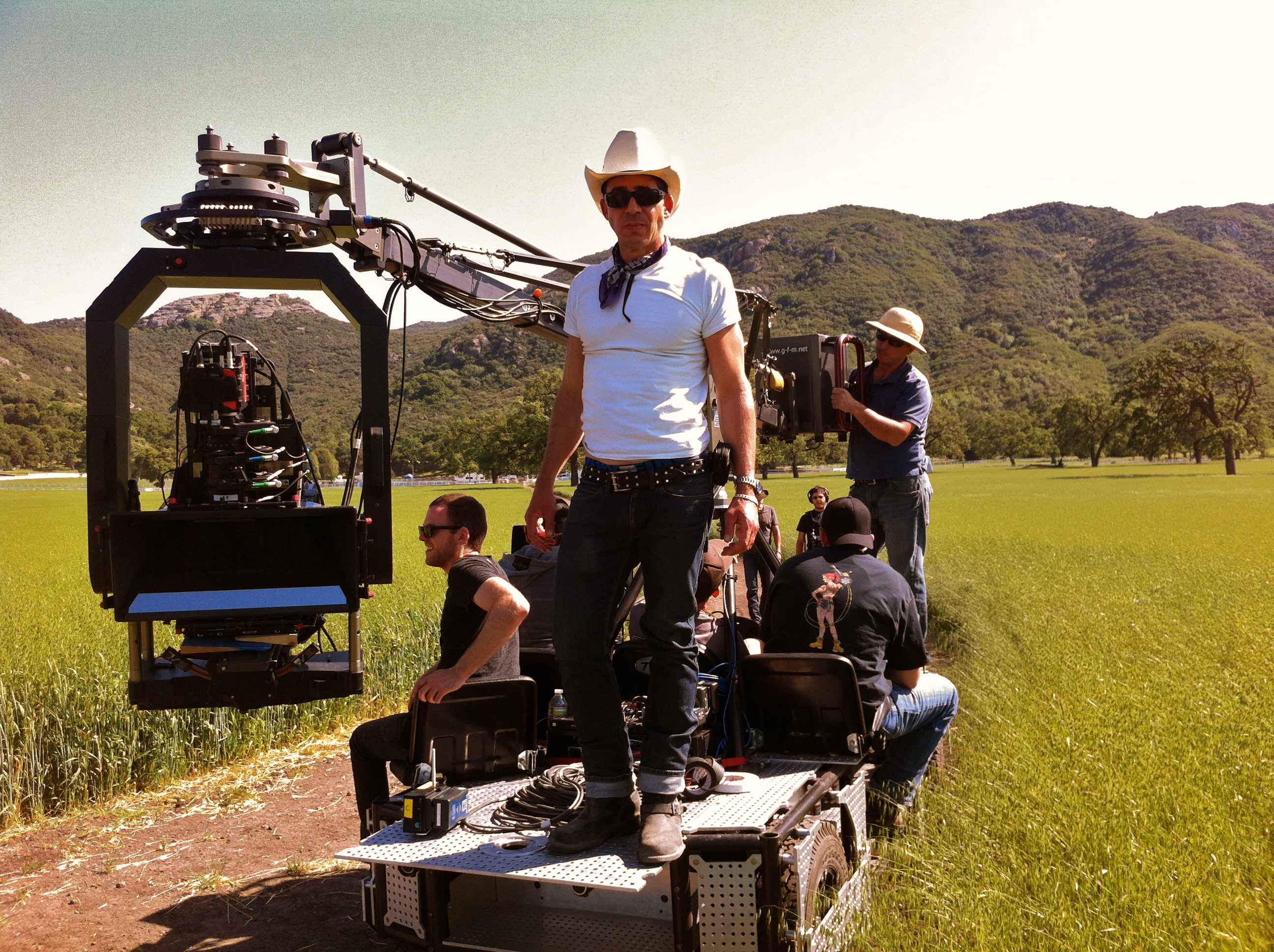 Monty Miranda on location with American Mustang.