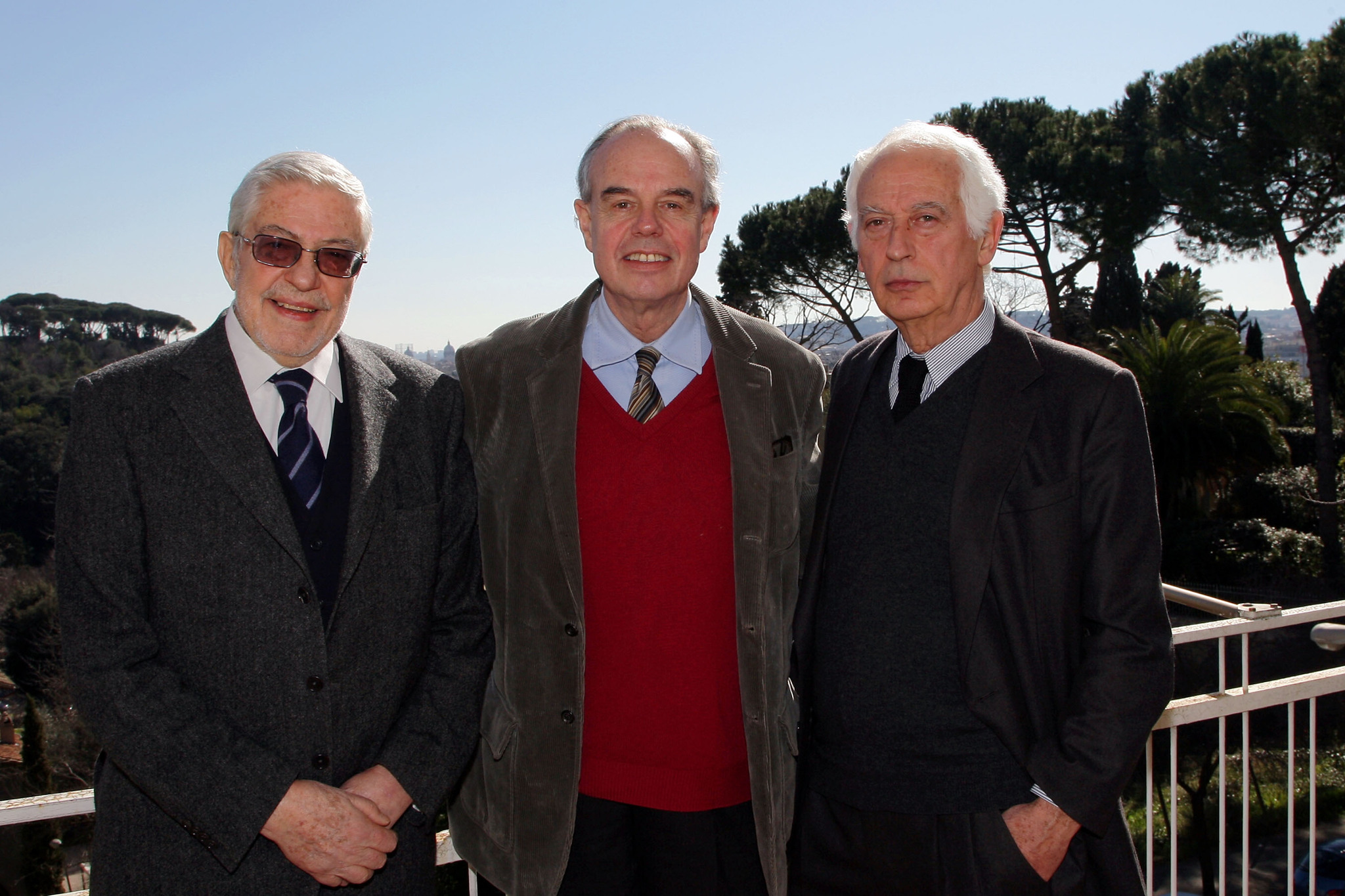 Emidio Greco, Frédéric Mitterrand and Ettore Scola