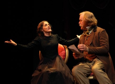 Aedin Moloney as George Eliot in A Most Dangerous Woman by Cathy Tempelsman, with Ames Adamson as George Lewes at The Shakespeare Theatre of NJ