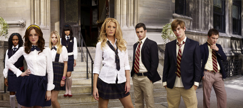 Still of Penn Badgley, Blake Lively, Taylor Momsen, Leighton Meester, Chace Crawford, Ed Westwick and Nicole Fiscella in Liezuvautoja (2007)