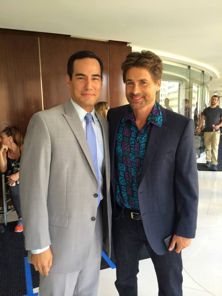 On the Beautiful And Twisted set with Rob Lowe.