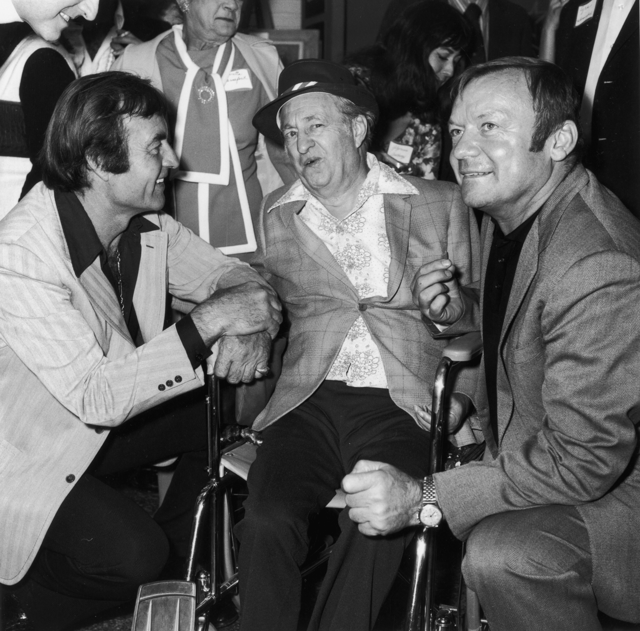 Larry Fine, George Montgomery and Aldo Ray