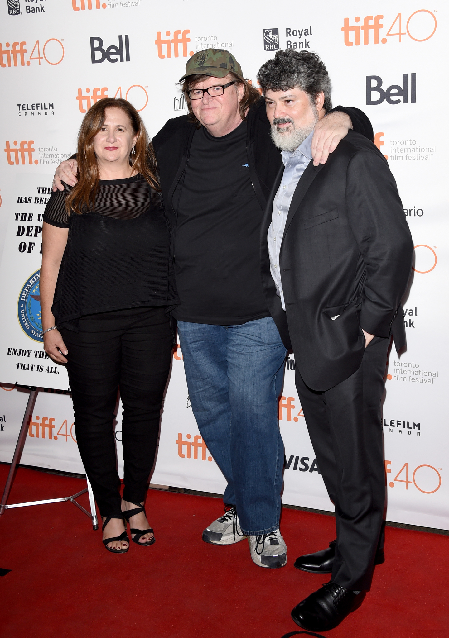 Tia Lessin, Michael Moore and Carl Deal at event of Where to Invade Next (2015)
