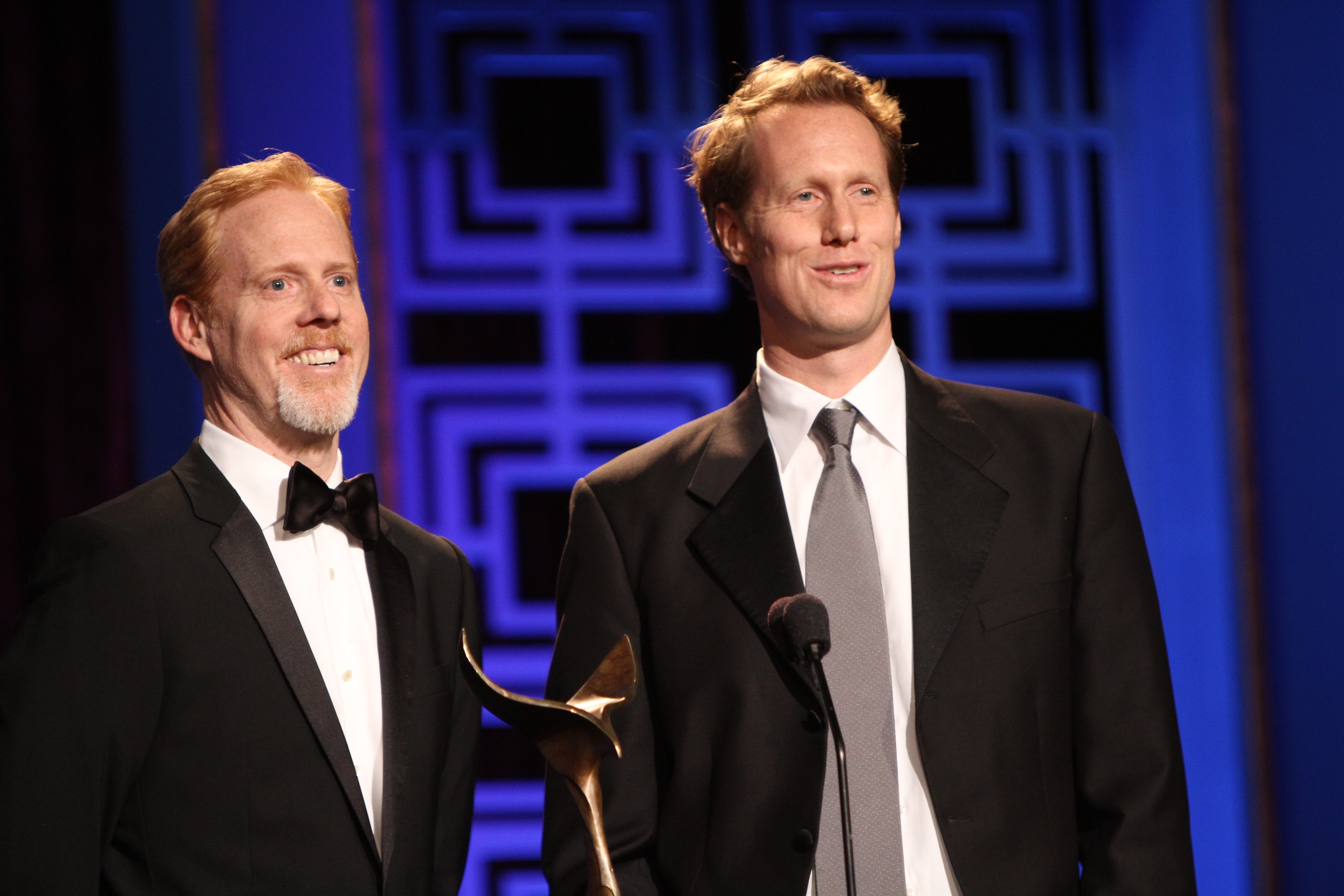 Scott Moore and Jon Lucas presenting at the 2013 WGA Awards