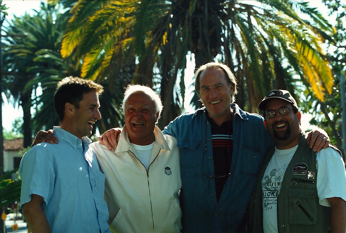 Darren Moorman, Robert Loggia, Craig T. Nelson and Cleve Nettles on the set of All Over Again