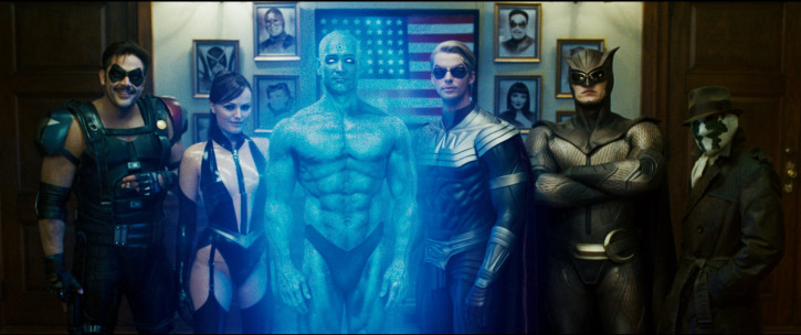 Still of Billy Crudup, Malin Akerman, Matthew Goode, Jackie Earle Haley, Jeffrey Dean Morgan and Patrick Wilson in Watchmen (2009)