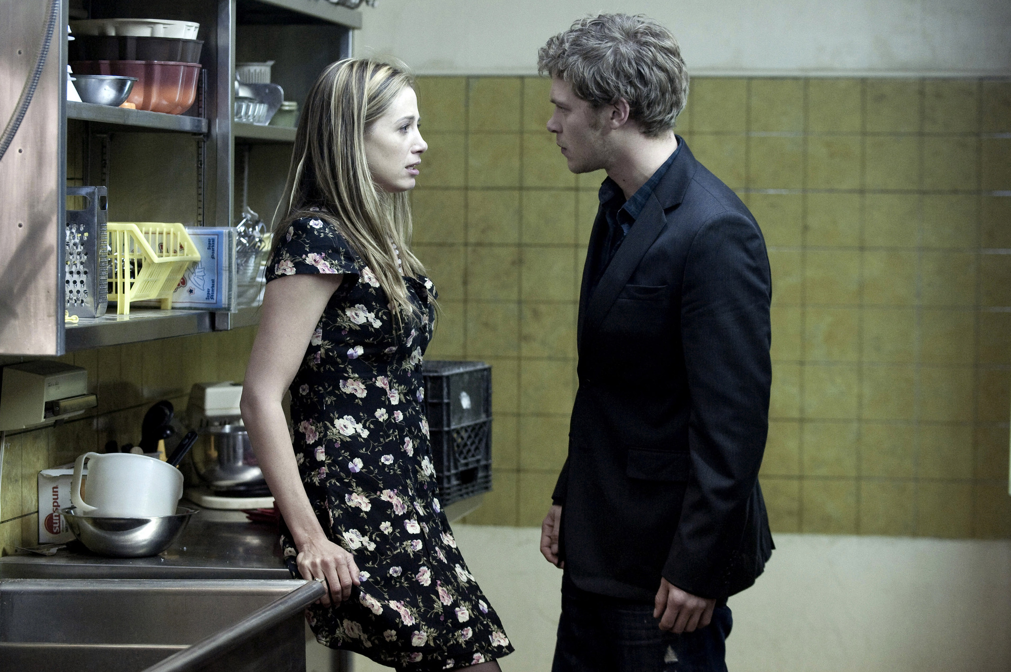 Still of Mira Sorvino and Joseph Morgan in Angels Crest (2011)