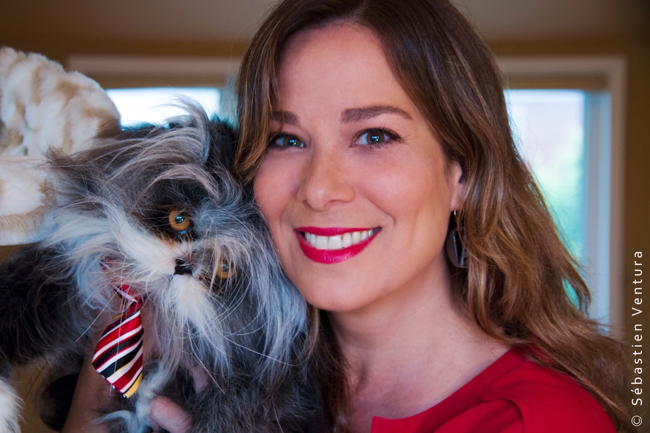 Actress Joelle Morin and superstar cat Atchoum in an ad campaign for the Montreal SPCA. More at www.joellemorin.com