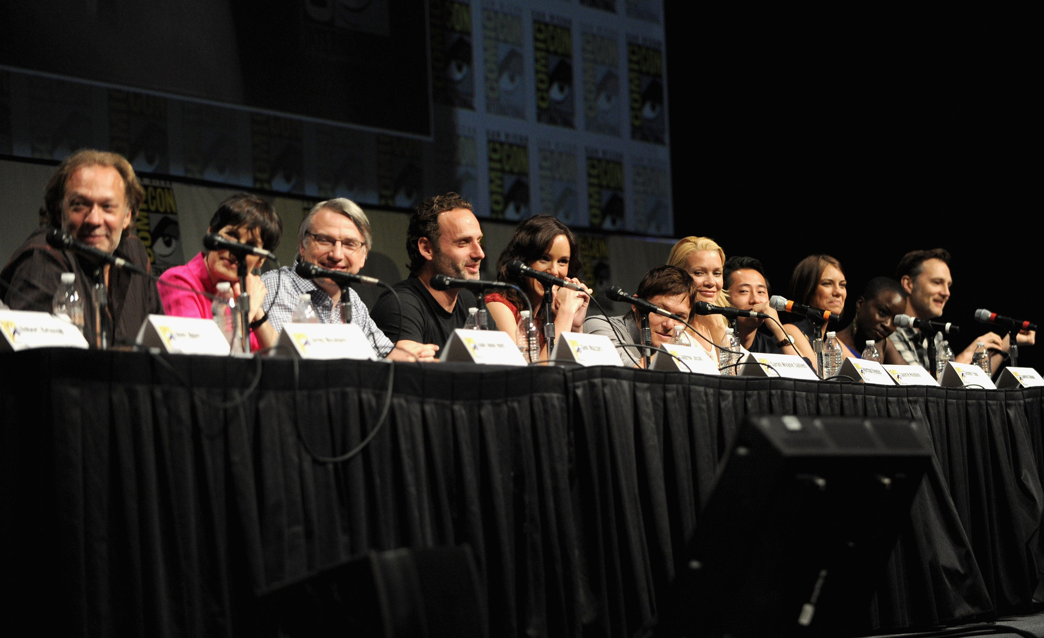 Norman Reedus, Laurie Holden, Andrew Lincoln, David Morrissey, Sarah Wayne Callies, Lauren Cohan, Danai Gurira and Steven Yeun at event of Vaiksciojantys negyveliai (2010)