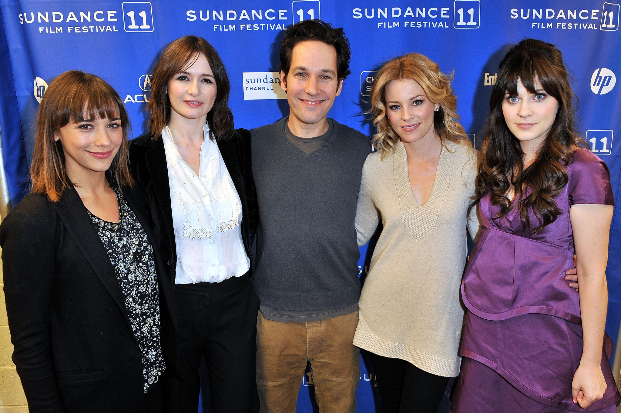 Elizabeth Banks, Zooey Deschanel, Rashida Jones, Emily Mortimer and Paul Rudd at event of Our Idiot Brother (2011)