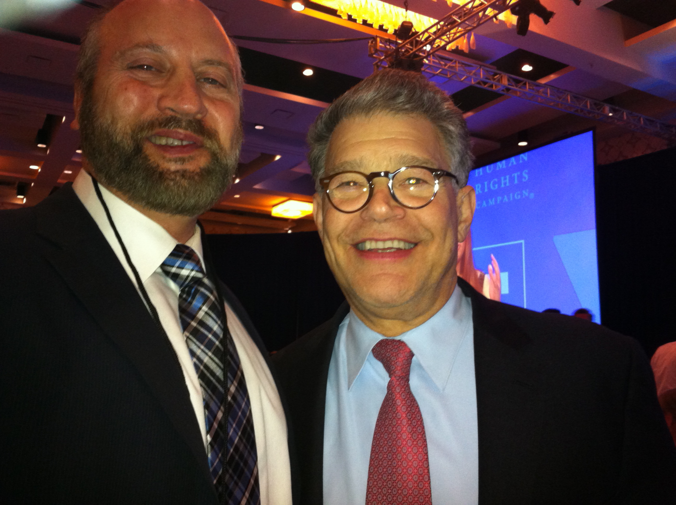 Talking with Senator Al Franken at Human Rights Gala