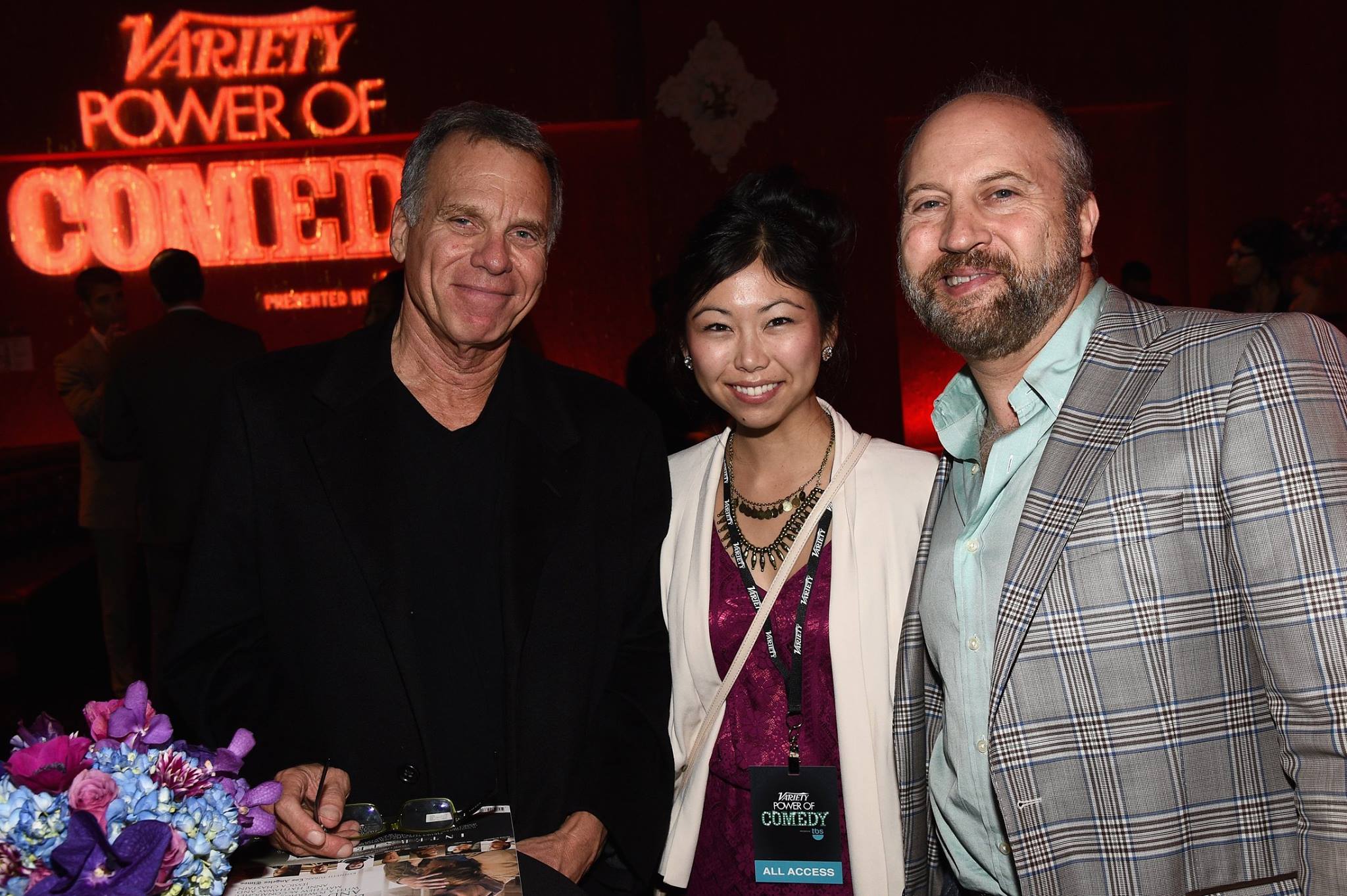 LOS ANGELES, CA DECEMBER 11 (L-R) Producer David Permut, Turner Broadcasting Assistant Manager of Social Media Michelle Odakura and writer Phillip Morton attend the pre-reception for Variety's 5th annual Power of Comedy presented by