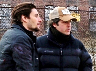 Actor Ben Barnes and director James Mottern on set of Boston crime film BY THE GUN