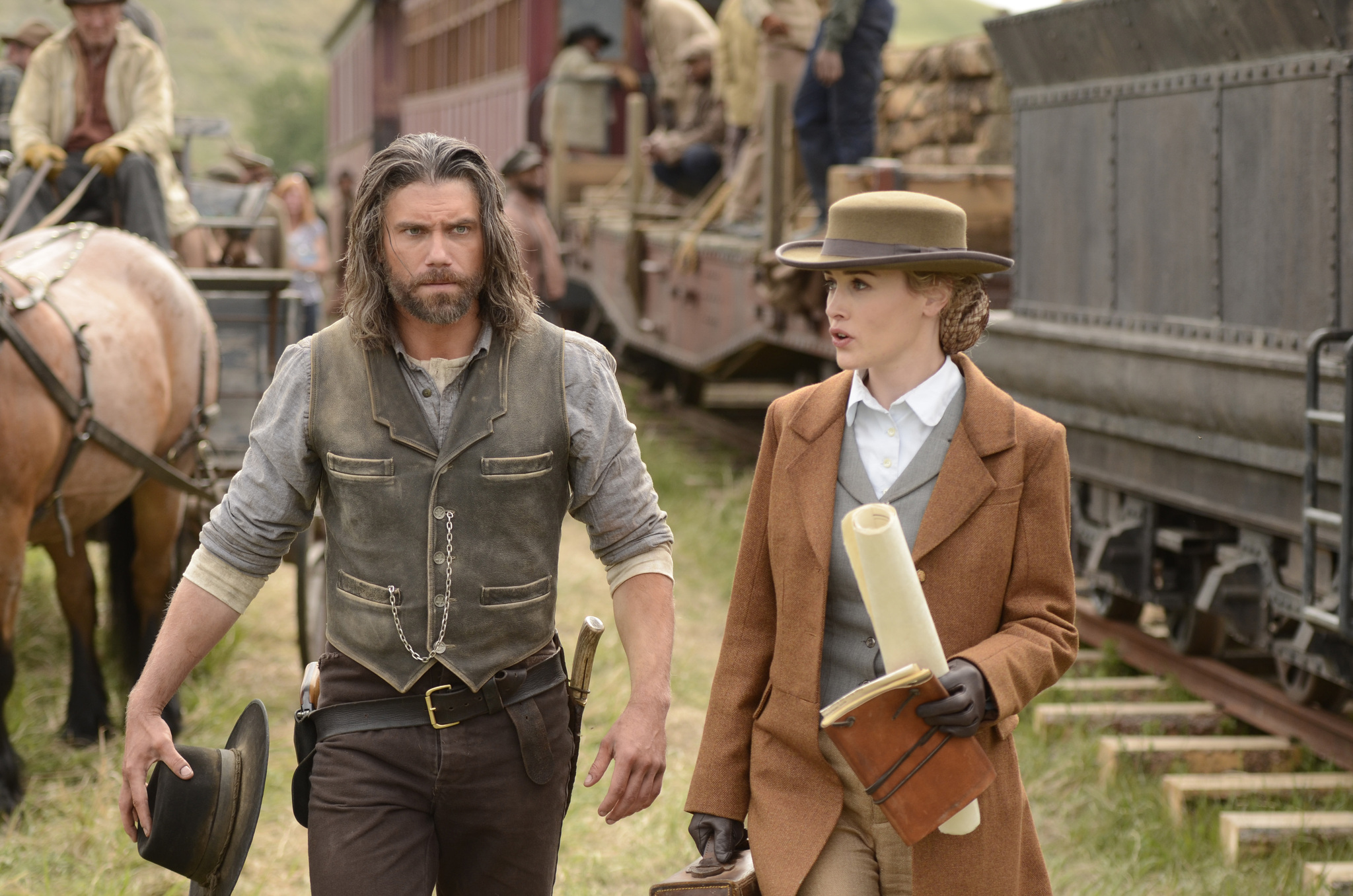 Still of Anson Mount and Dominique McElligott in Hell on Wheels (2011)