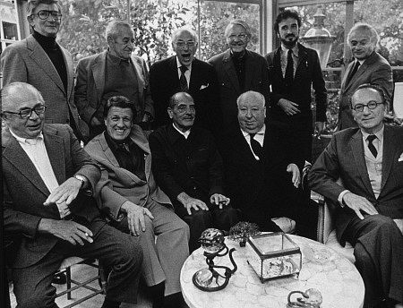 Directors Group Party, 11/20/72 (Front) Billy Wilder, George Stevens, Luis Bunuel, Alfred Hitchcock, and Rouben Mamoulin (Back) Robert Mulligan, Wiliam Wyler, George Cukor, Robert Wise, Jean-Claude Carriere, and Serge Silverman.