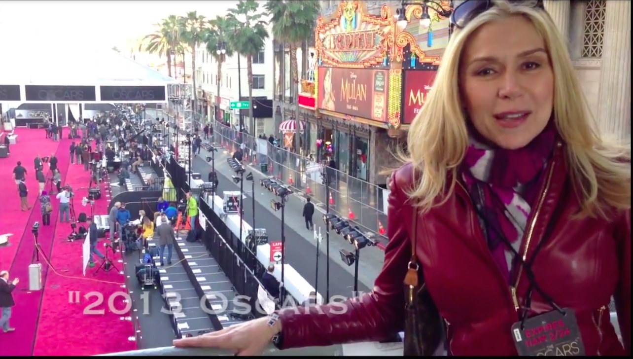 Jacqueline Murphy Setting up for the Oscars 2013 on Hollywood Blvd