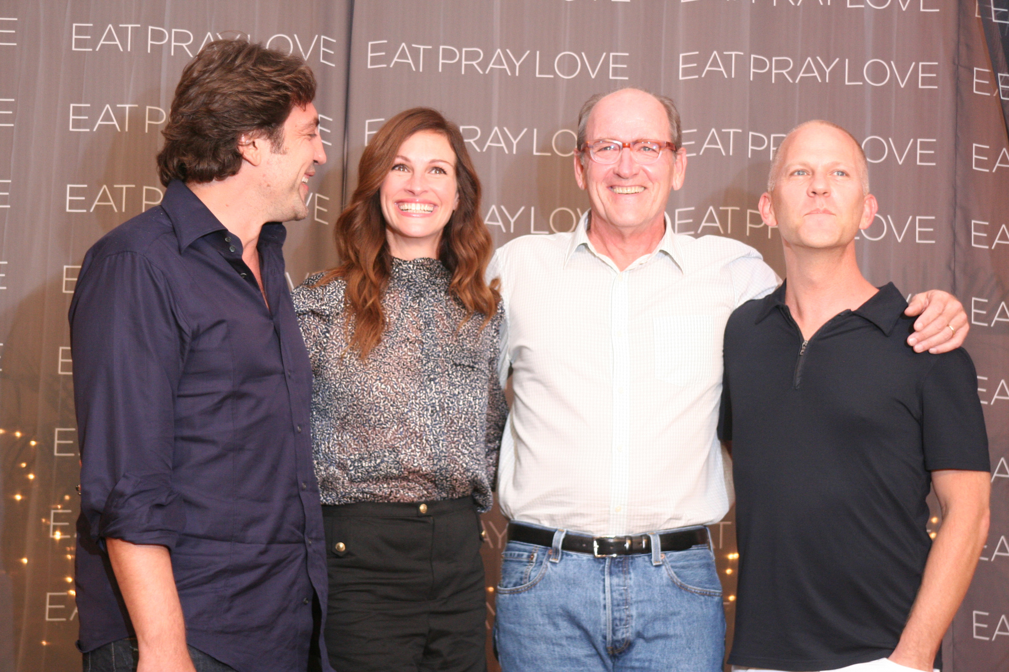 Julia Roberts, Javier Bardem, Richard Jenkins and Ryan Murphy at event of Valgyk, melskis, mylek (2010)