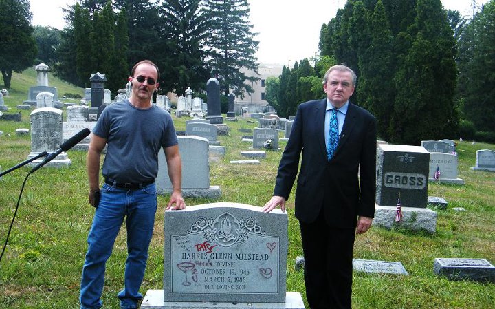 With actor George Stover, at the Maryland cemetery set for CELLULOID BLOODBATH (2012)