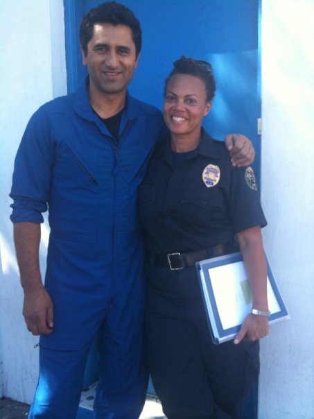 Cliff Curtis and Tina Marie Murray on set of Trauma in San Francisco