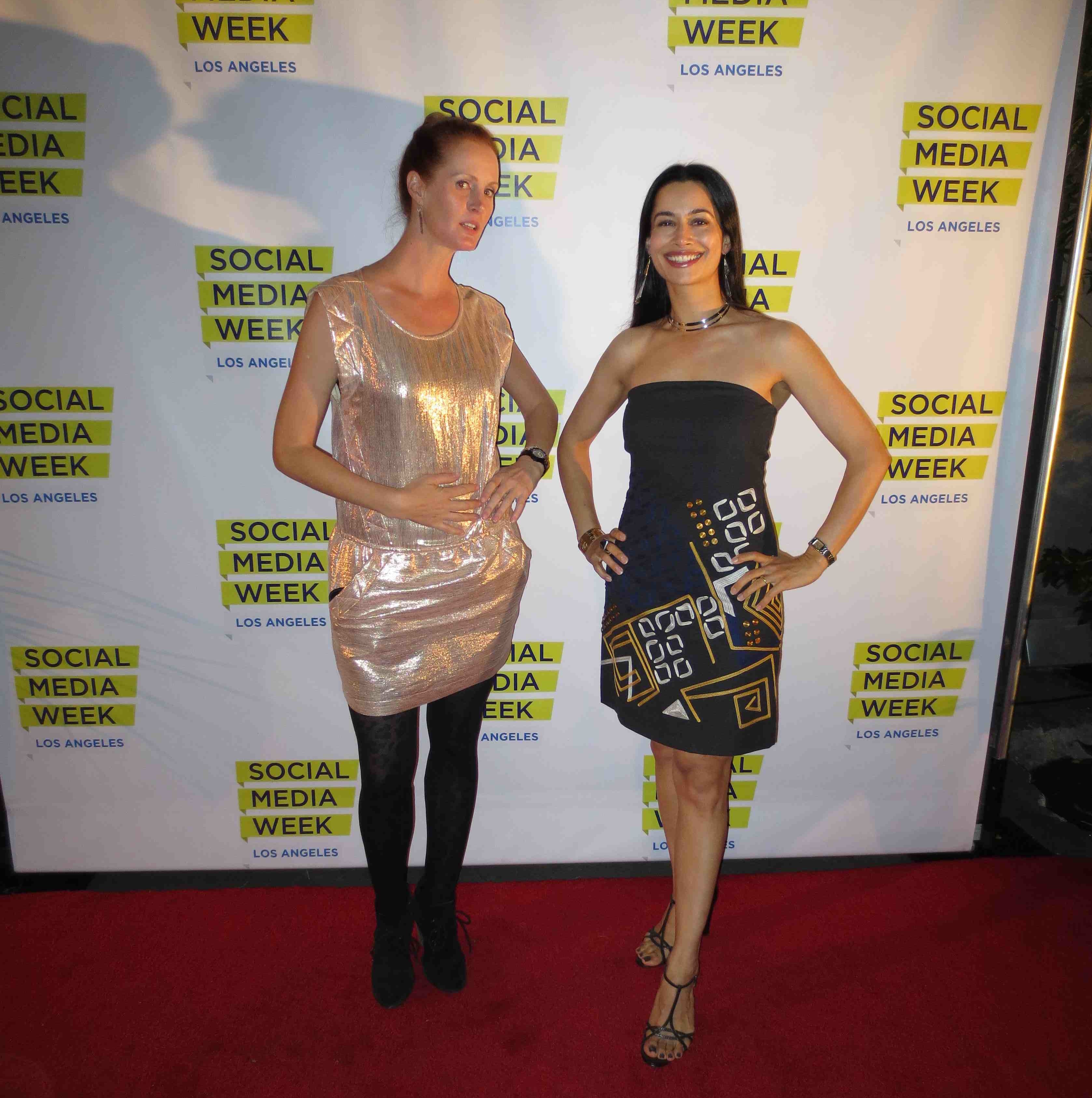 Govindini Murty and Rachael McLean at Social Media Week LA party, September 2013.