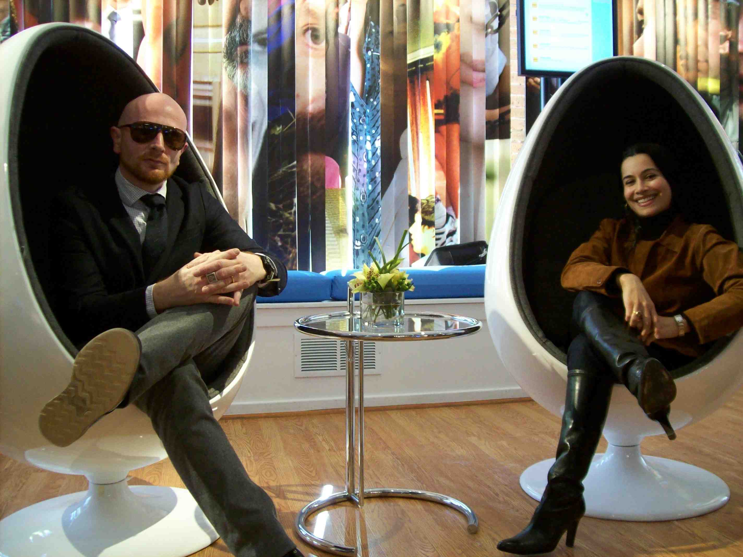 Govindini Murty and director Mads Brugger at Hewlett-Packard House, Sundance 2012.
